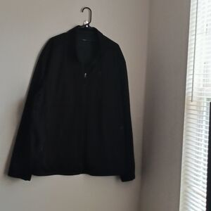 Swiss Tech Jacket Men 3XL Black Zip-Up Deep Pockets Cozy Academia Work Casual